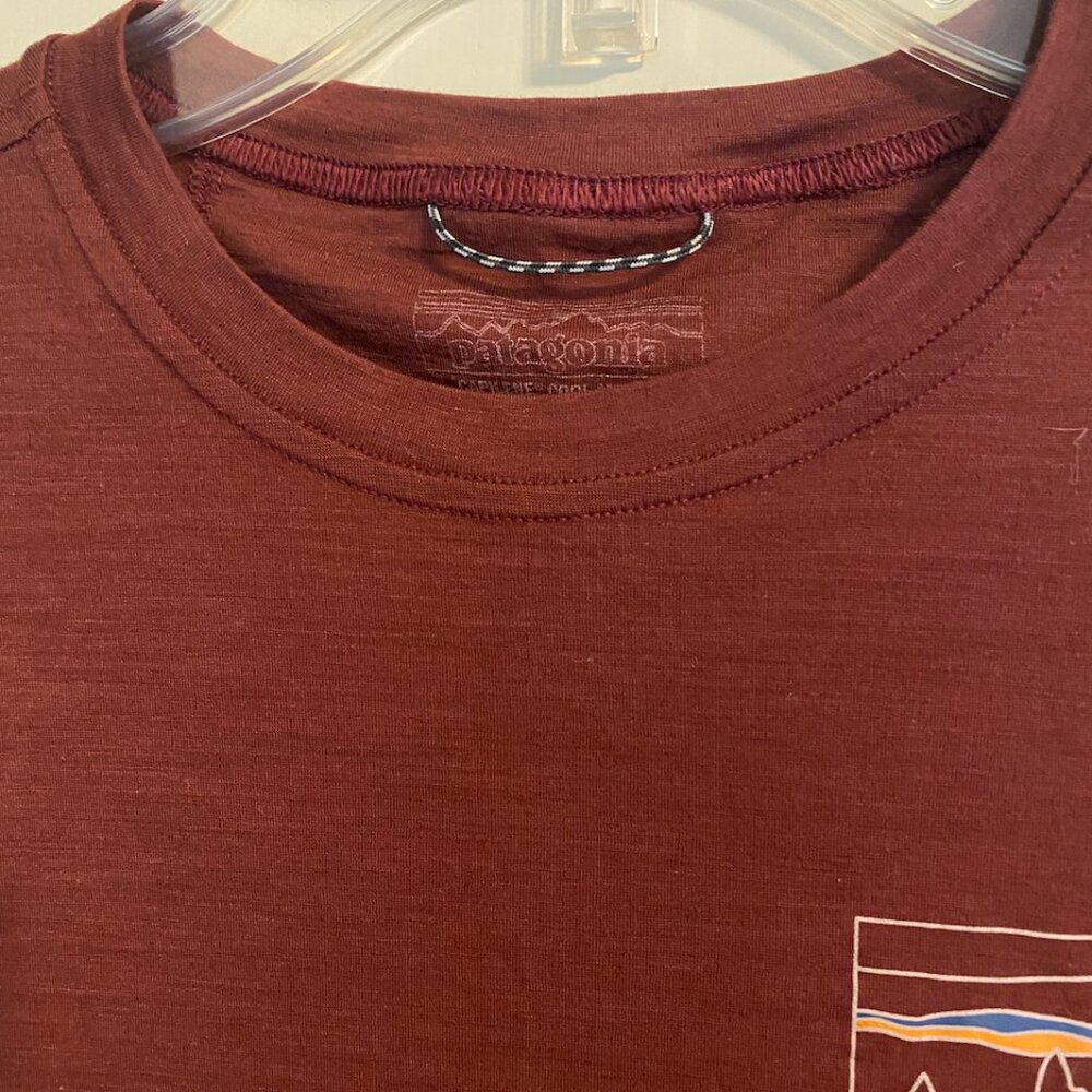 Burgundy Patagonia Women's Capilene® Cool Merino Blend Graphic Shirt - Picture 3 of 11